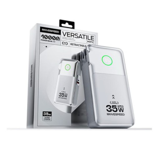 Củ sạc kiêm sạc dự phòng 3-in-1 Movespeed MSP13 | 35W, 10000mAh, Bạc