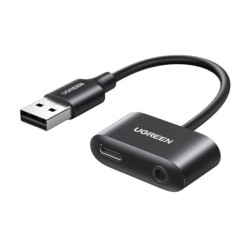 Cáp chuyển USB sang 3.5mm và USB Type-C Ugreen 80897 | USB 2.0, DAC, Hỗ trợ Mic, Điều khiển âm lượng