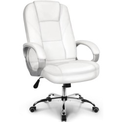 Ghế văn phòng OEM 1057 | Trắng, 100kg, Chân xoay, Da PU