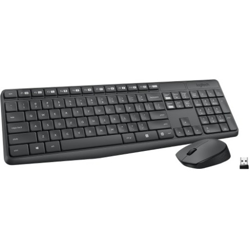 Combo bàn phím chuột không dây Logitech MK235 (920-007937) | 2.4GHz, màu xám đen