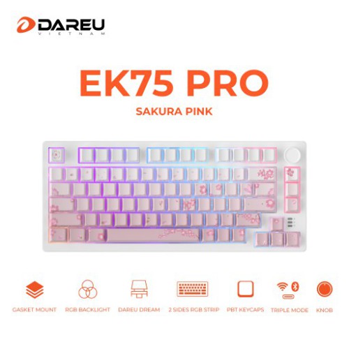 Bàn phím cơ DareU EK75 Pro Sakura Pink | 75%, 81 phím, Dream Linear, RGB, 3 Mode
