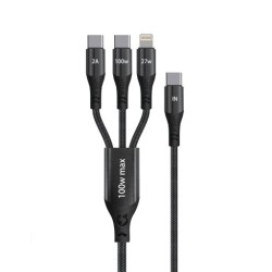 Cáp sạc 3 in 1 Bison CB301 | C to M+L+C, 100W, 1.2m