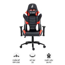 Ghế gaming E DRA Level E EGC229 | Đen đỏ, 150kg, Chân xoay, Da PU