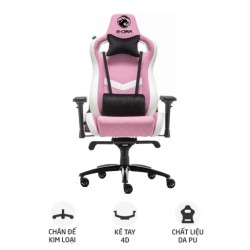 Ghế gaming E DRA IRIS EGC228 | Hồng, 120kg, Chân xoay, Da PU