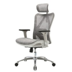 Ghế Công Thái Học GAMI M57 | Không gác chân, Khung Trắng, Lưới Xám