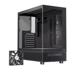 Thùng máy EINAREX S500 Core Black F-ATX | Kèm 1 Fan Đen, Kính cường lực, Đen