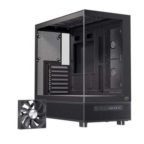 Thùng máy EINAREX S500 Core Black F-ATX | Kèm 1 Fan Đen, Kính cường lực, Đen