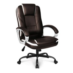 Ghế văn phòng OEM 1057 | Nâu, 100kg, Chân xoay, Da PU