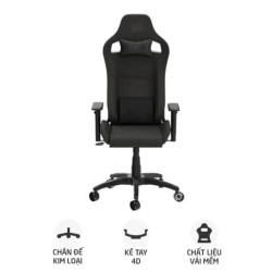 Ghế gaming CORSAIR T3 RUSH | Đen, 120kg, Chân xoay, Lưng vải (CF-9010057-WW)