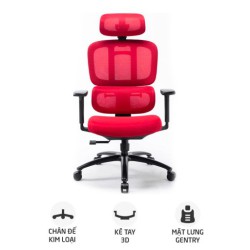 Ghế công thái học WARRIOR Hero WEC509 | Đen đỏ, 150kg, Chân xoay, Lưng lưới