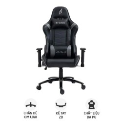 Ghế gaming E DRA Level E EGC229 | Đen xám, 150kg, Chân xoay, Da PU